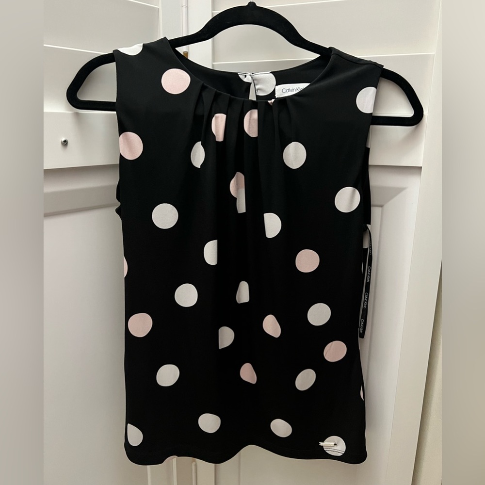 Blouse black and baby pink circles